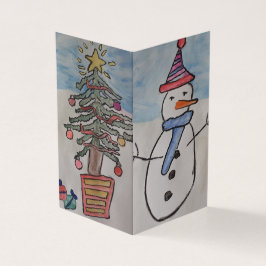 Tarjeta de Navidades Snowman y Christmas Tree