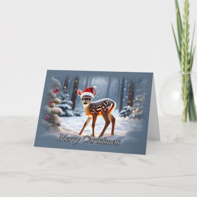 Tarjeta de Navidades Snowy Fawn (Anverso)