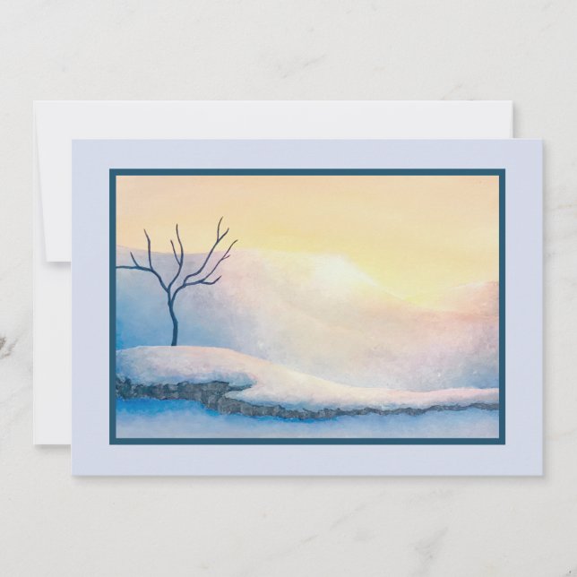 Tarjeta de Navidades Snowy Sunrise (mensaje en bla (Anverso)