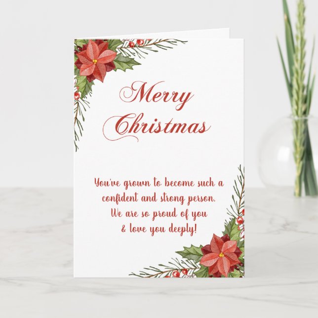 Tarjeta de Navidades sobrios, postal orgullosa (Anverso)