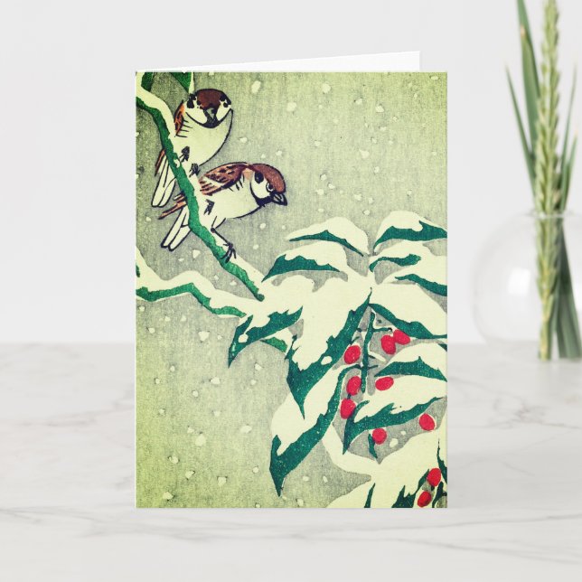 Tarjeta de NAVIDADES SPARROW RED BERRIES (Anverso)
