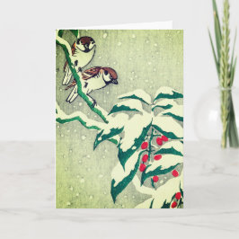 Tarjeta de NAVIDADES SPARROW RED BERRIES