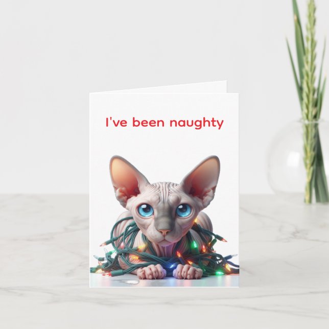 Tarjeta de Navidades Sphynx Cat (Anverso)
