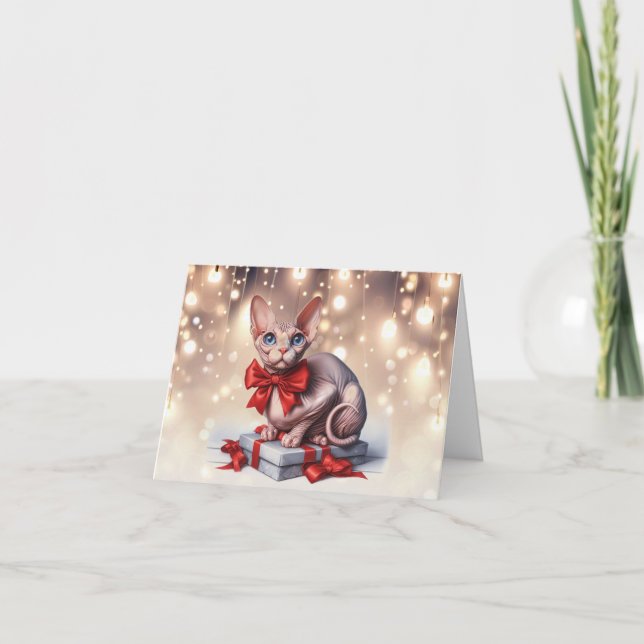 Tarjeta de Navidades Sphynx Cat (Anverso)