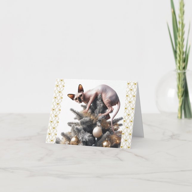 Tarjeta de Navidades Sphynx Cat (Anverso)