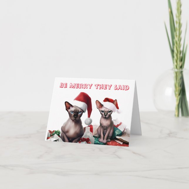 Tarjeta de Navidades Sphynx divertida (Anverso)