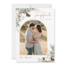 Tarjeta de Navidades Spruce & Pine Cones con foto 