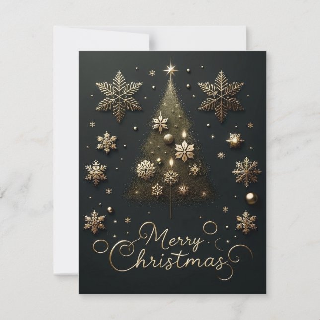 Tarjeta de Navidades Starry Night Black & Gold (Anverso)