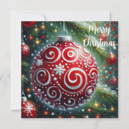 Tarjeta de Navidades Swirls Whimsical Red White Or