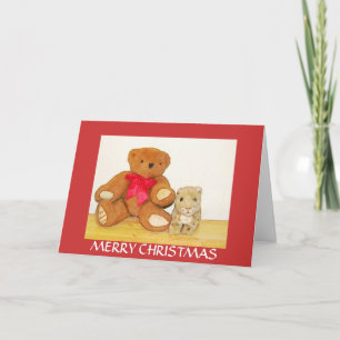 Tarjeta de Navidades Teddy Bear and Lion Cub