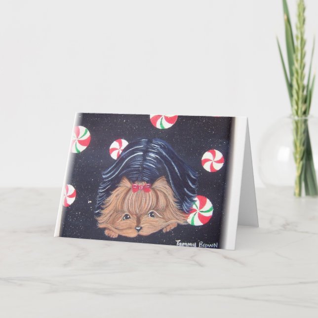 Tarjeta de Navidades Terrier de Yorkshire (Anverso)