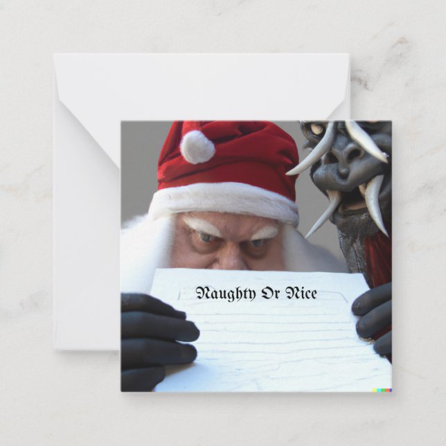 Tarjeta de Navidades traviesos de Santa y Krampus (Anverso)