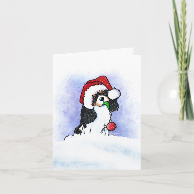 Tarjeta de Navidades Tricolor Cavalier Spaniel (Anverso)
