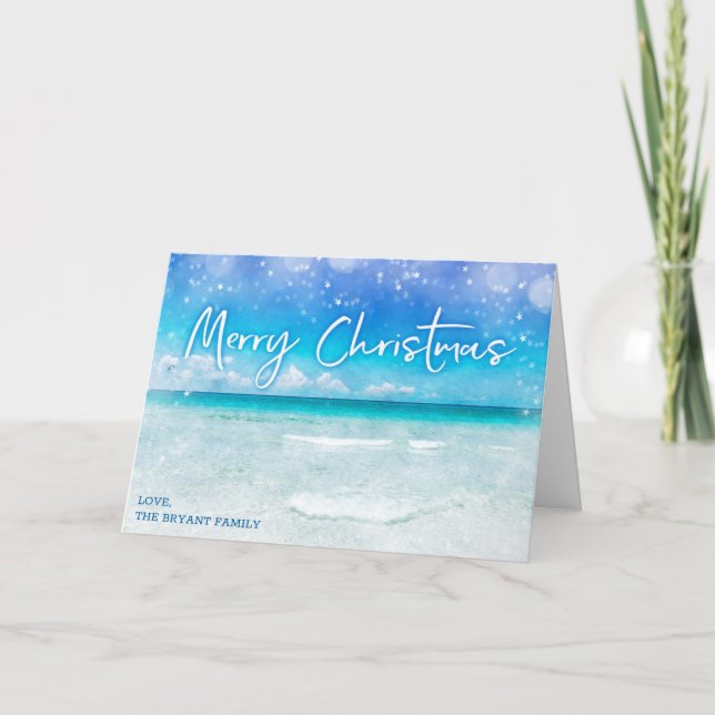 TARJETA DE NAVIDADES TROPICALES| Florida Ocean Bea (Anverso)