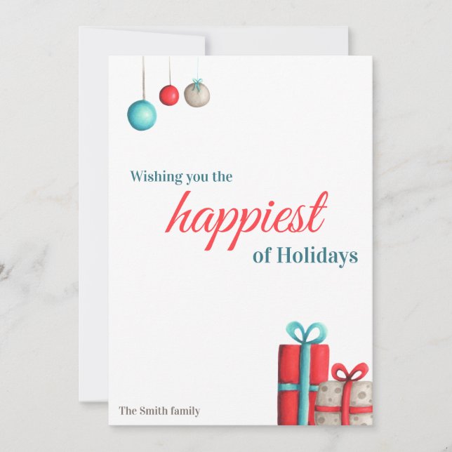 Tarjeta de Navidades turquesa y roja (Anverso)