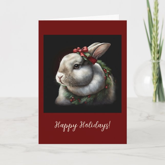 Tarjeta de Navidades/vacaciones plegadas de coneji (Anverso)