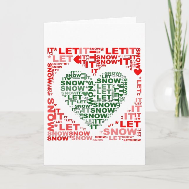 Tarjeta de navidades - Verde Rojo Deja Que Nieva E (Anverso)