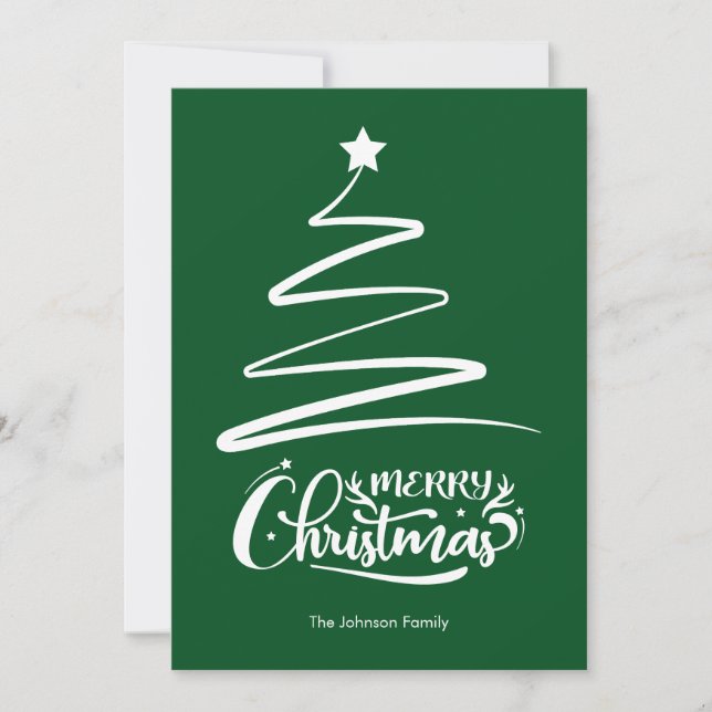 Tarjeta de Navidades Verdes De Feliz Navidad Y Árb (Anverso)