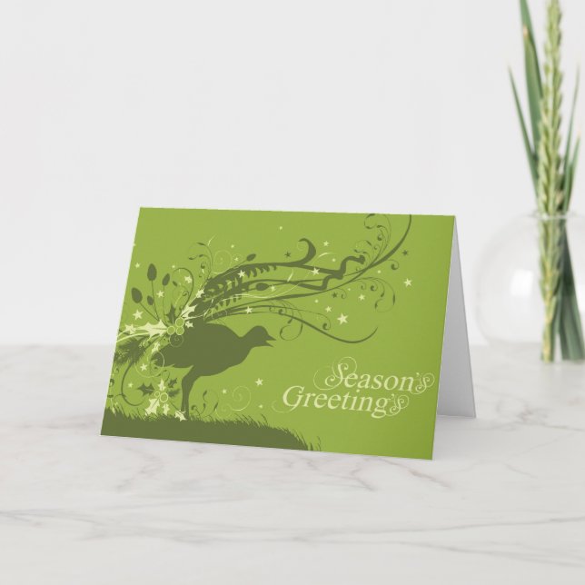Tarjeta de Navidades verdes de lyrebird (Anverso)