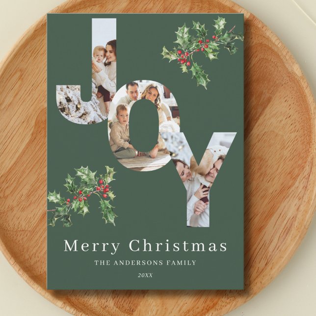 Tarjeta de Navidades verdes de plantilla de fotos  (Subido por el creador)