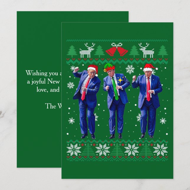 Tarjeta de Navidades verdes de Trump Santa Hat Dan (Anverso / Reverso)