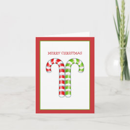 Tarjeta de Navidades verdes rojos Candy Canes