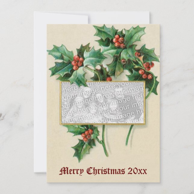 Tarjeta de Navidades victoriana victoriana Holly R (Anverso)