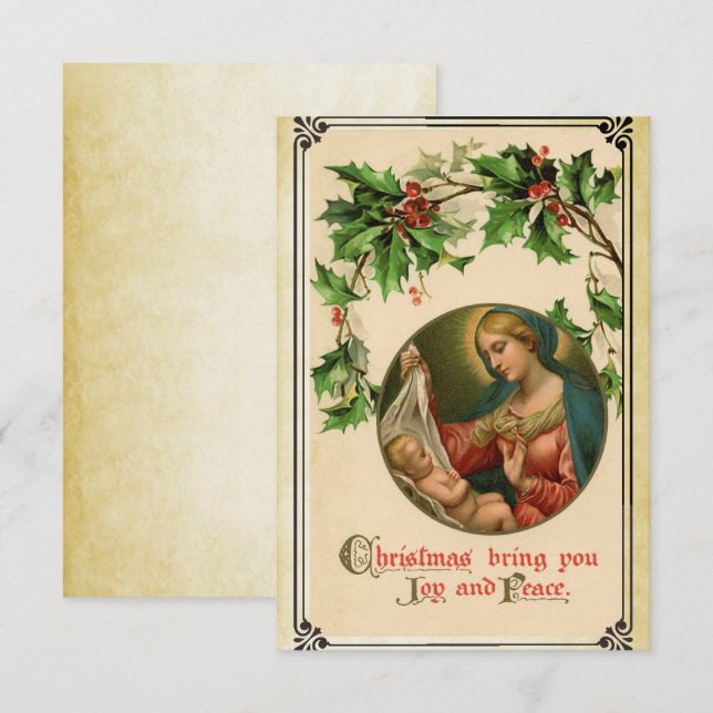 Tarjeta de Navidades victorianos de época (Anverso / Reverso)