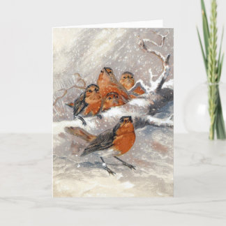 Tarjeta de Navidades victorianos de Robins alegres
