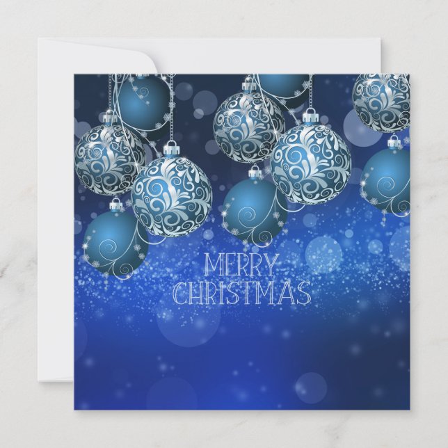 Tarjeta de Navidades Vintage Blue Flat (Personaliz (Anverso)