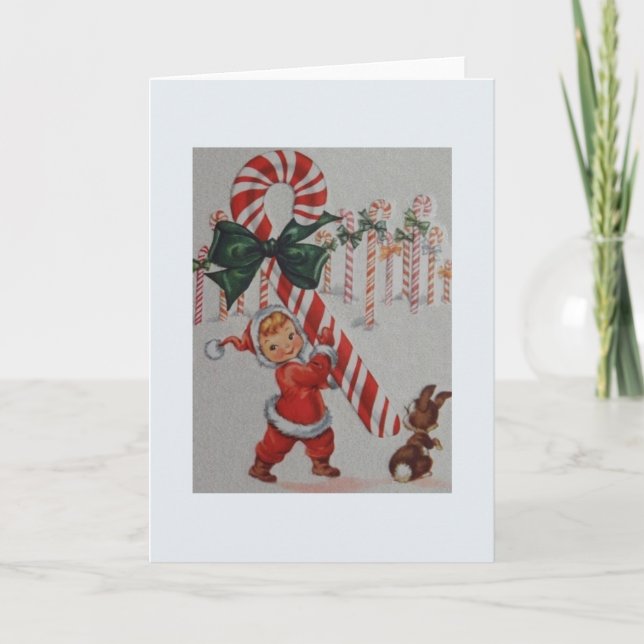 Tarjeta de Navidades Vintage Candy Cane (Anverso)