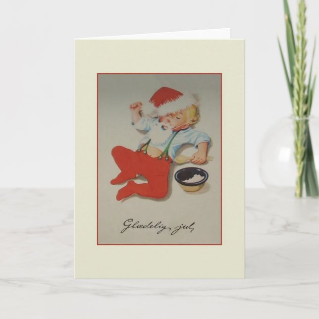 Tarjeta de Navidades Vintage Danesa Glædelig Jul (Anverso)