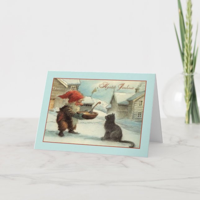 Tarjeta de Navidades Vintage de la finlandesa Hyvä (Anverso)