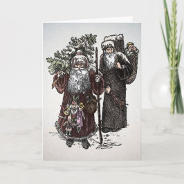 Tarjeta de Navidades Vintage de Santa y Pere Fouet