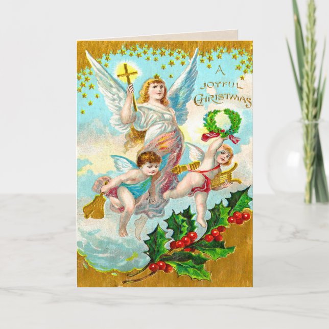 Tarjeta de Navidades Vintage Holiday Angels (Anverso)