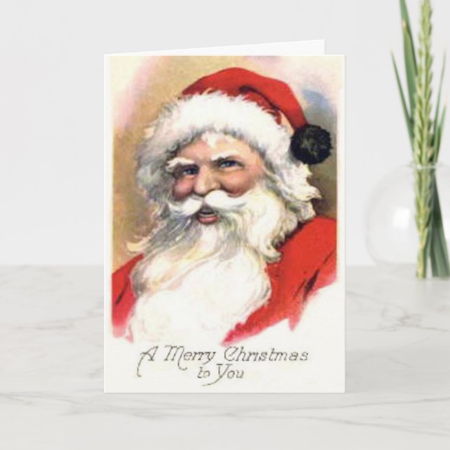 Tarjeta de Navidades Vintage Merry Old Santa (Anverso)