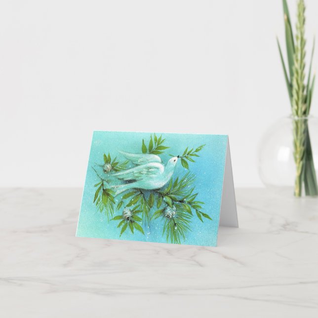 Tarjeta de Navidades Vintage Peace Dove (Anverso)