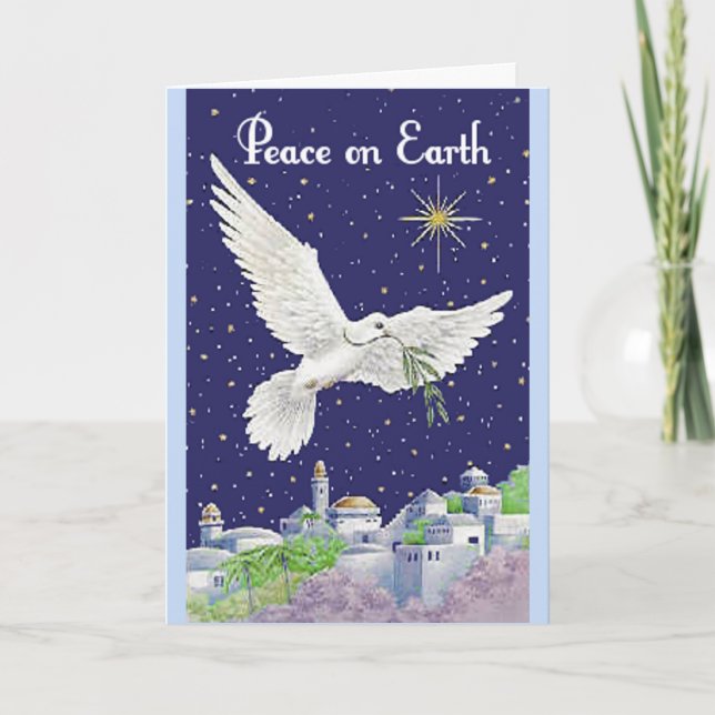 Tarjeta de Navidades Vintage Peace Dove (Anverso)