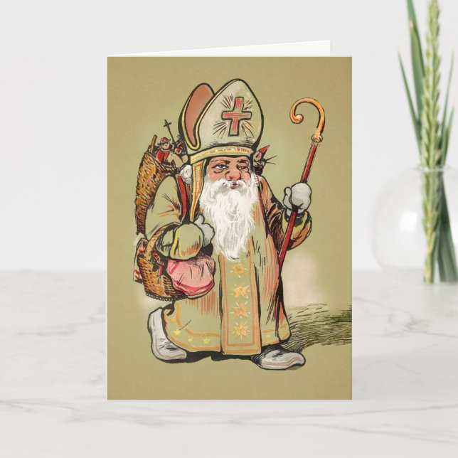 Tarjeta de Navidades Vintage Saint Nick (Anverso)