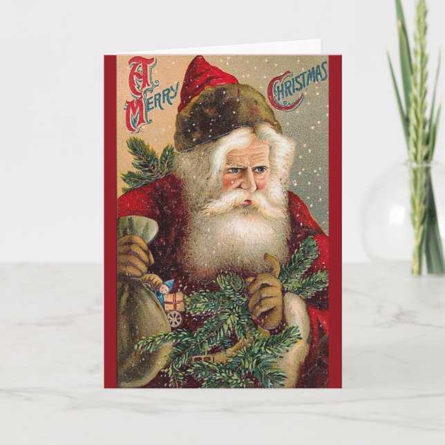Tarjeta de Navidades Vintage Snow Santa (Anverso)