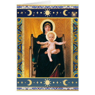 Tarjeta de Navidades Virgin and Child de W. Bougue