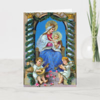 Tarjeta de Navidades Virgin Mary, Angels y Baby Je
