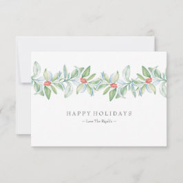 Tarjeta de Navidades Watercolor Holiday Greenery B