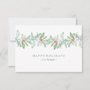 Tarjeta de Navidades Watercolor Holiday Greenery B