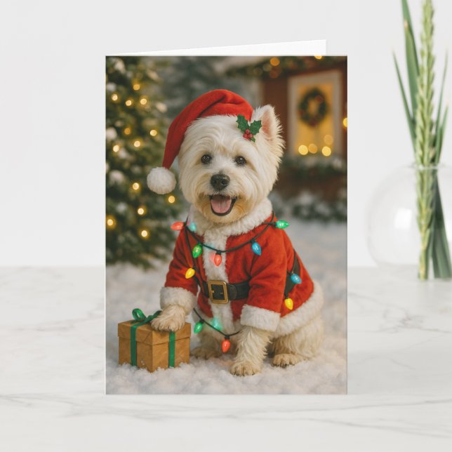 Tarjeta de Navidades Westie (Anverso)