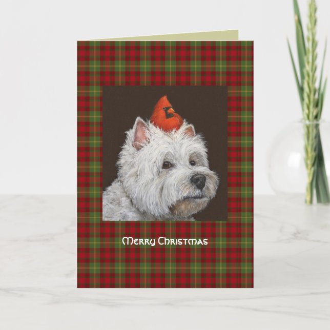 Tarjeta de Navidades Westie (Anverso)