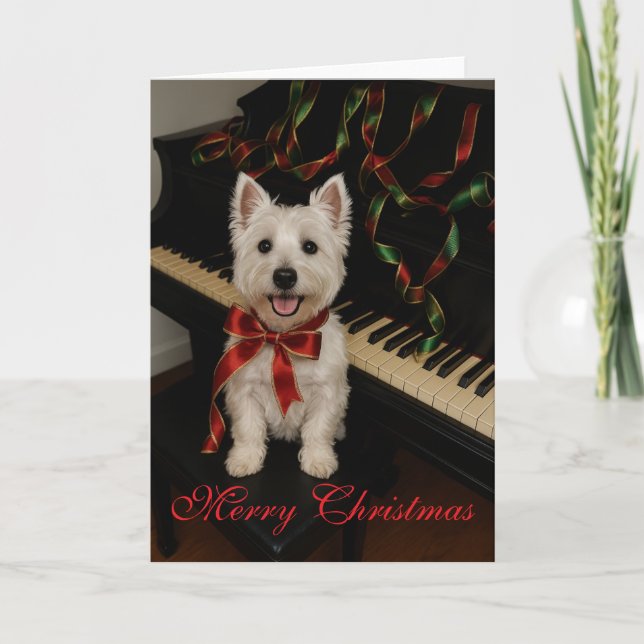 Tarjeta de Navidades Westie (Anverso)
