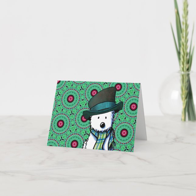 Tarjeta de Navidades Westie KiniArt (Anverso)