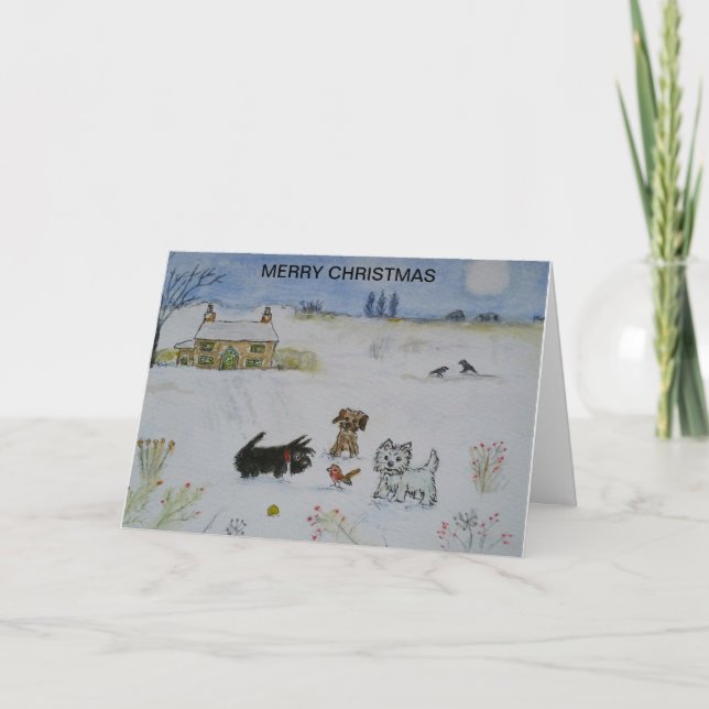 Tarjeta de Navidades Westie terrier (Anverso)