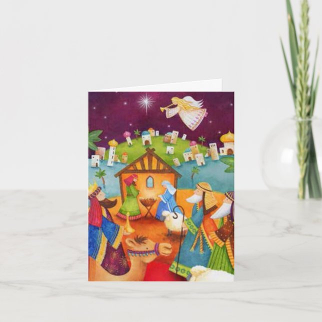 Tarjeta de navidades - Whimsical Nativity Bethlehe (Anverso)